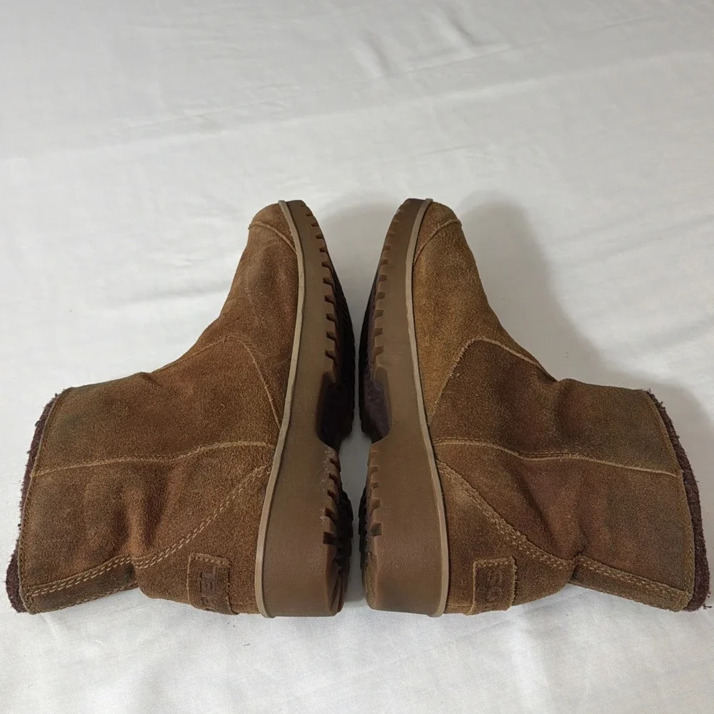 Sorel Meadow Women's 11 M Ankle Boots Brown Waterproof Suede NL2189-286 Side Zip